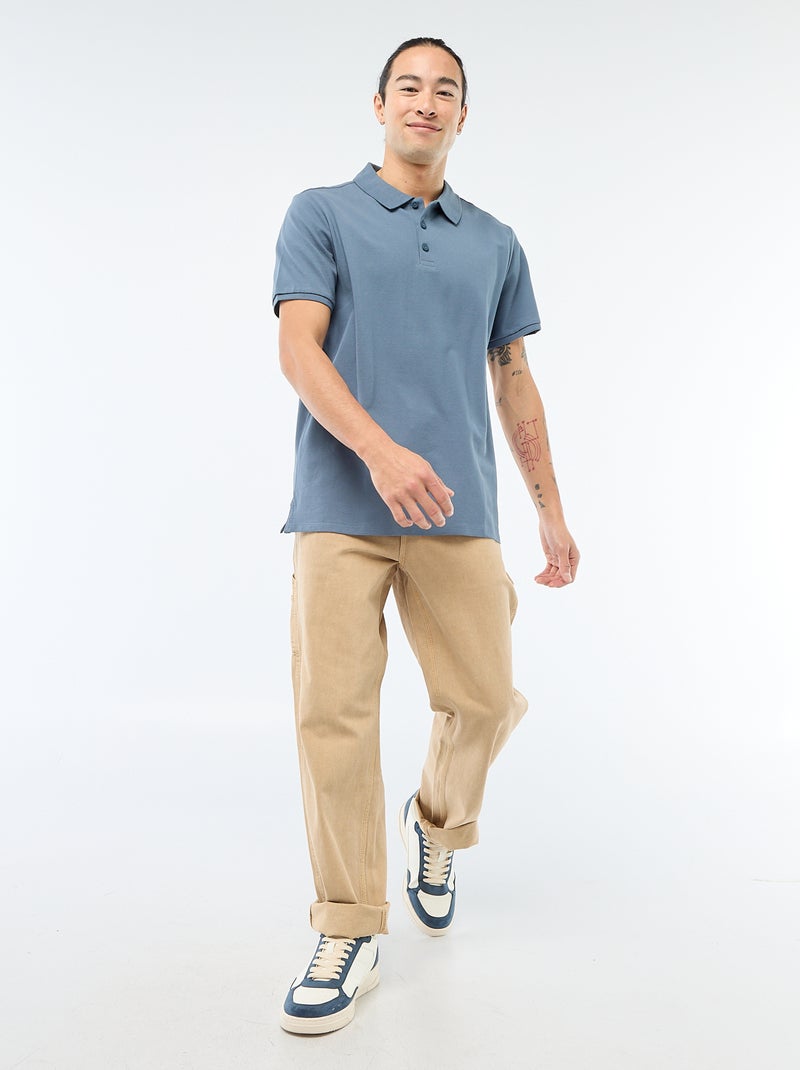Polo em piqué de algodão Azul - Kiabi