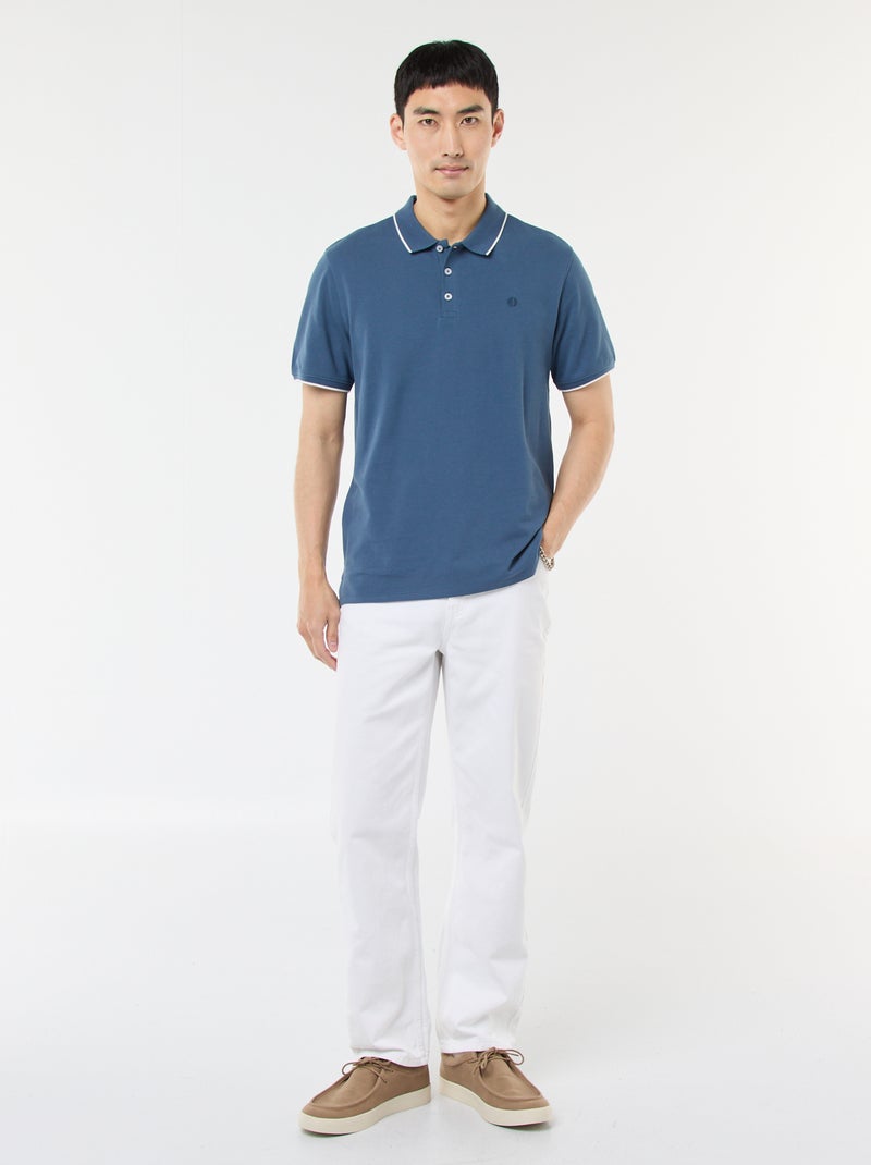 Polo em piqué de algodão Azul - Kiabi