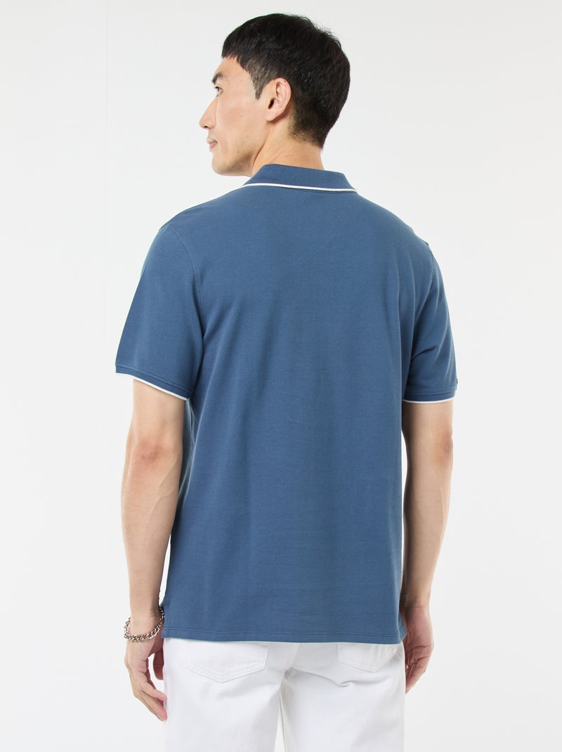 Polo em piqué de algodão Azul - Kiabi