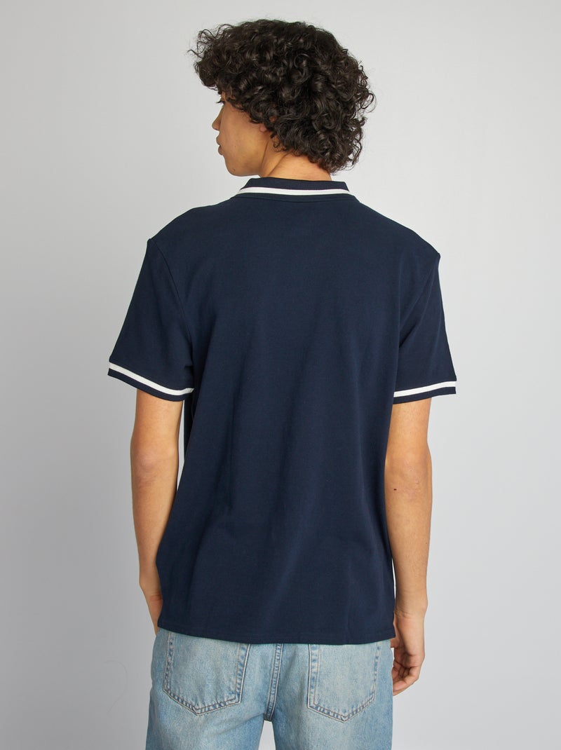 Polo em piqué de algodão AZUL - Kiabi