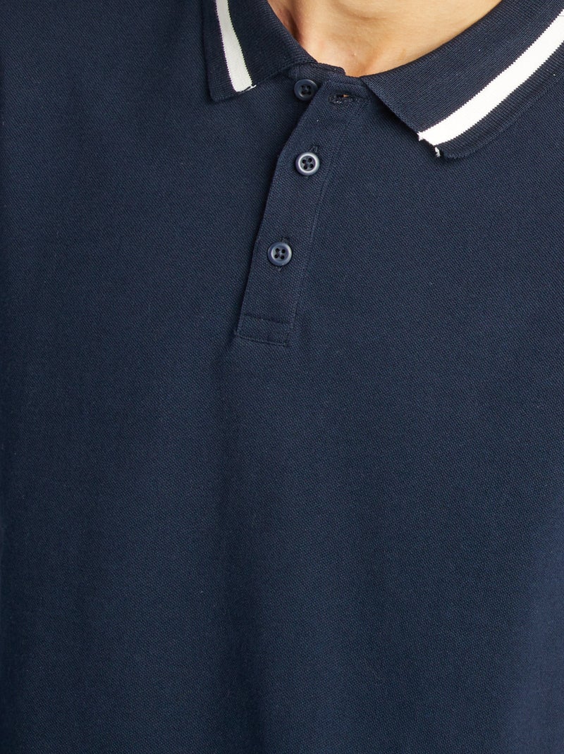 Polo em piqué de algodão AZUL - Kiabi
