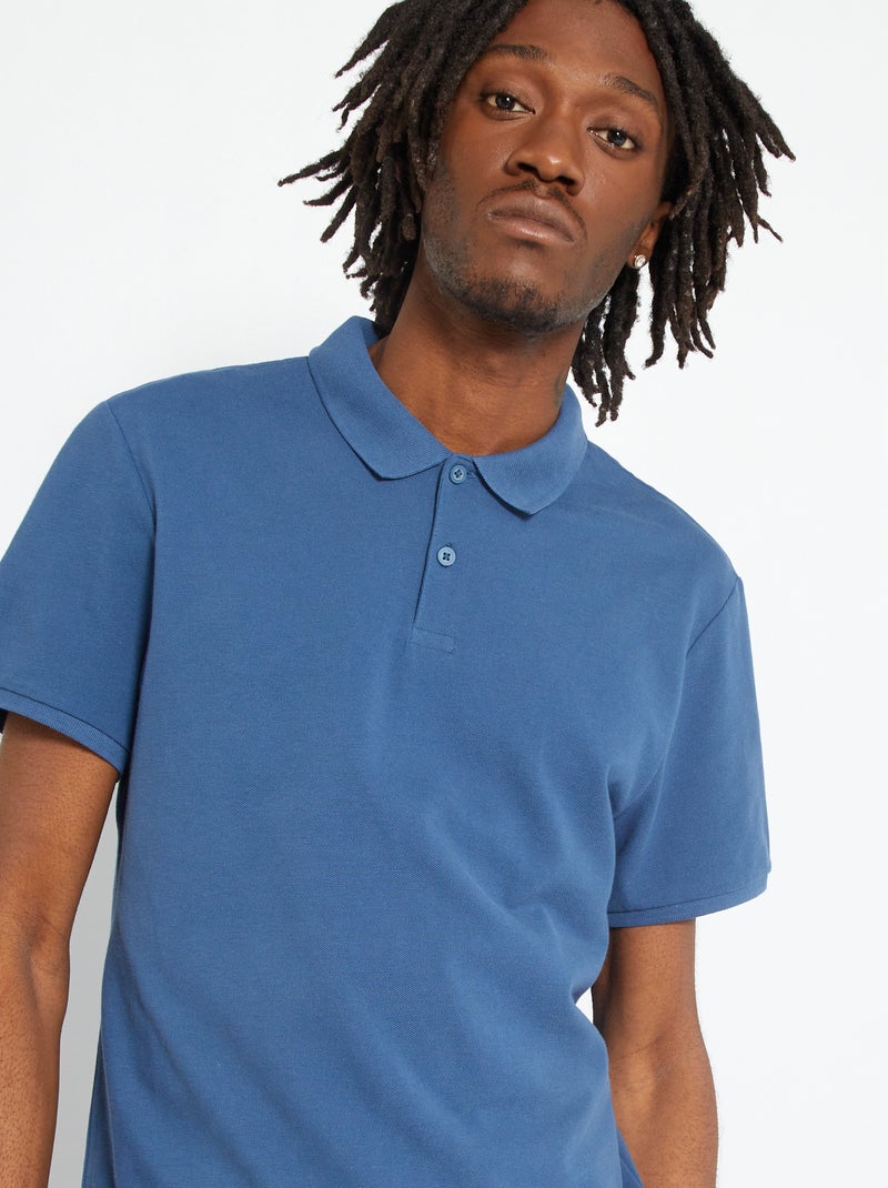 Polo em piqué de algodão Azul Escuro - Kiabi