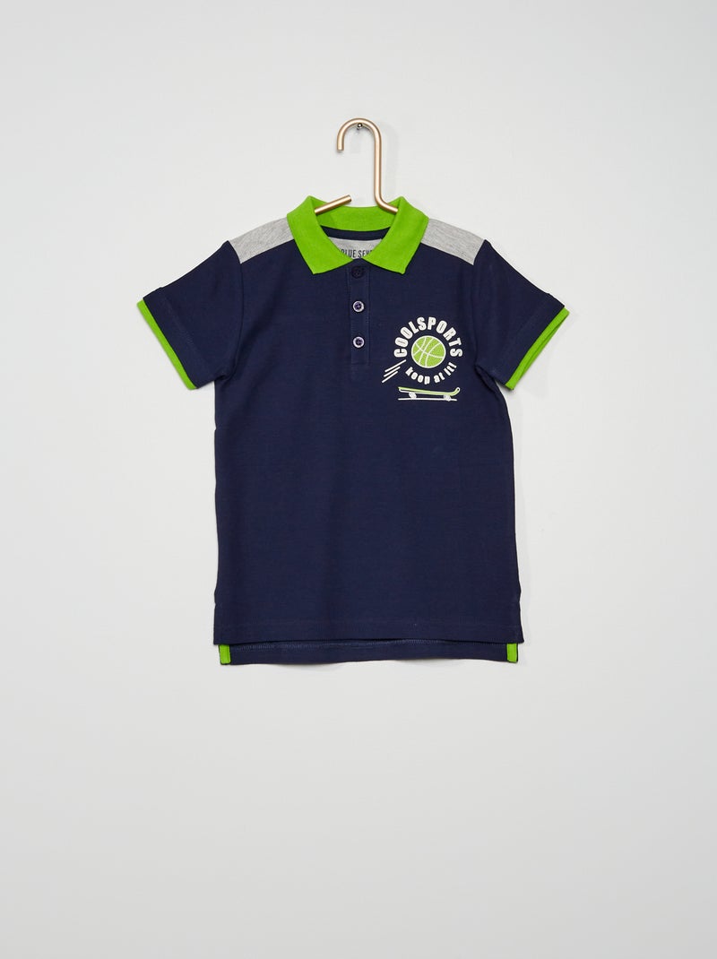 Polo em piqué de algodão Azul Marinho - Kiabi