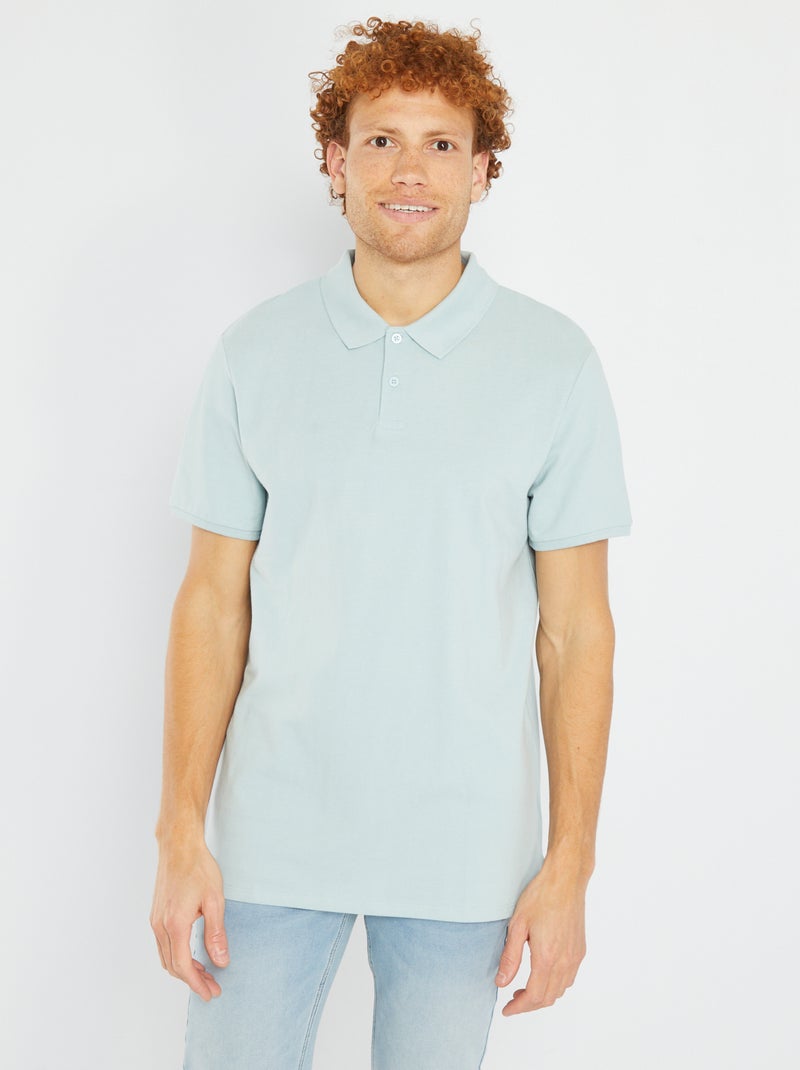 Polo em piqué de algodão AZUL - Kiabi