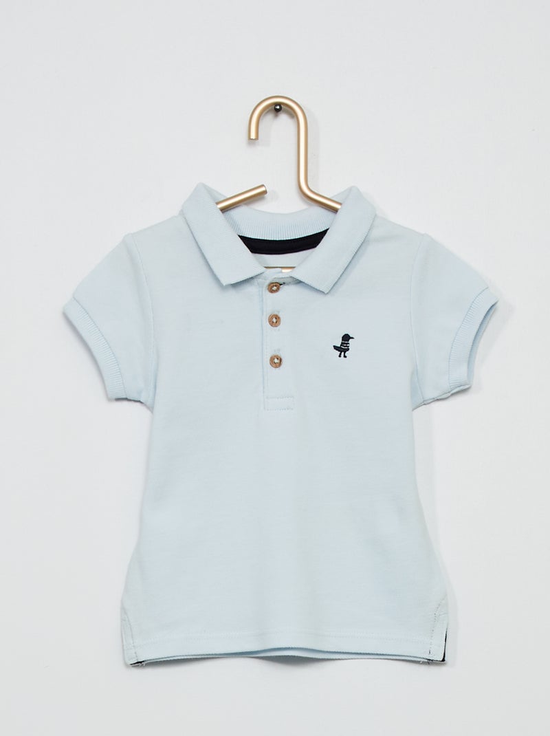 Polo em piqué de algodão AZUL - Kiabi