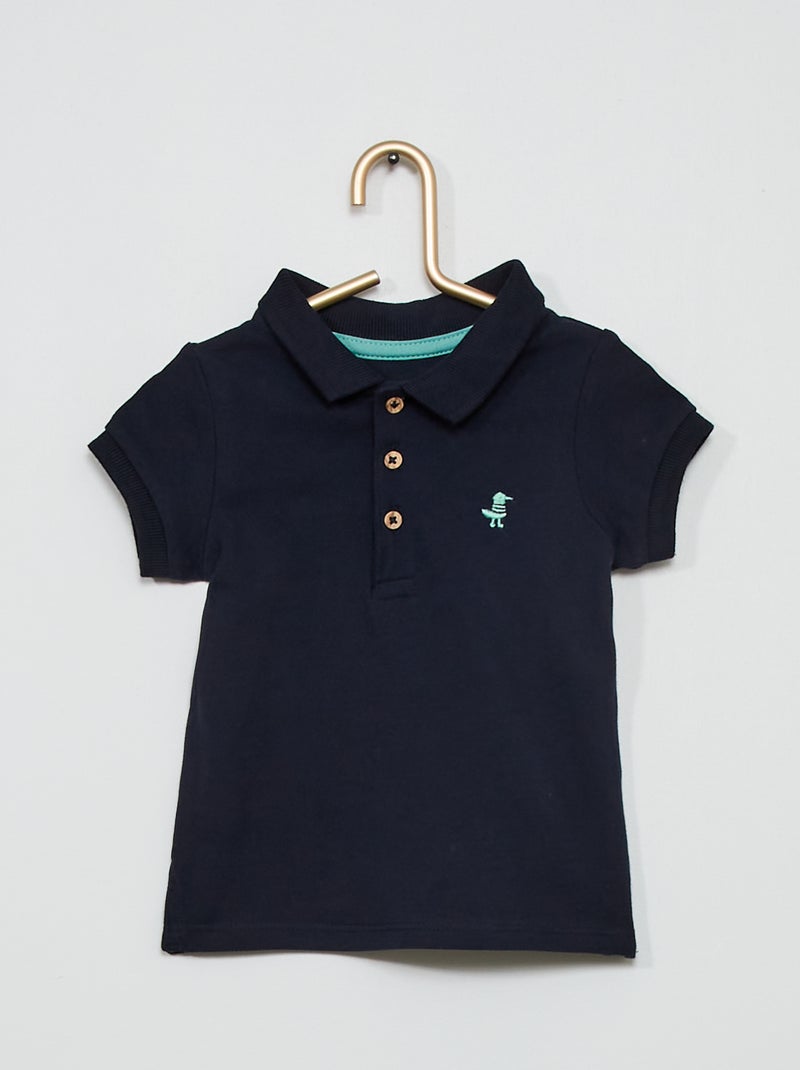 Polo em piqué de algodão AZUL - Kiabi