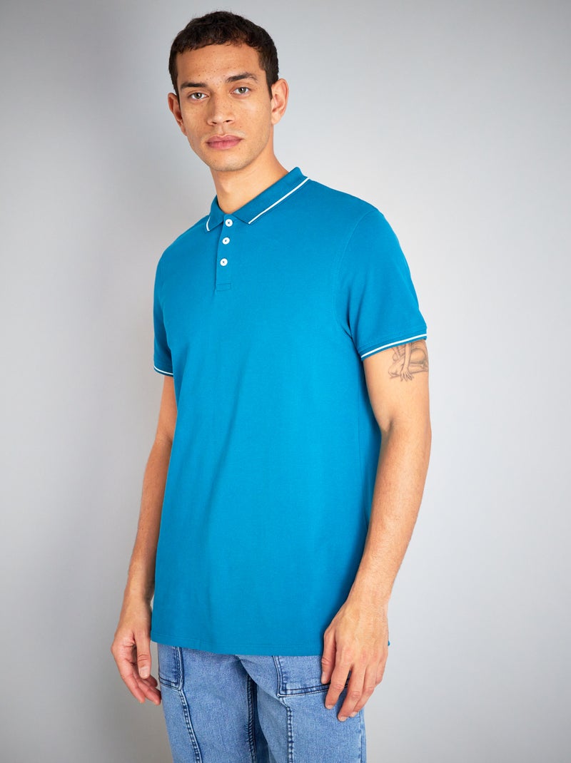 Polo em piqué de algodão Azul - Kiabi