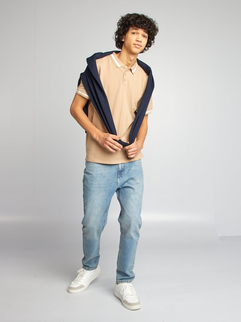 Polo em piqué de algodão BEGE - Kiabi