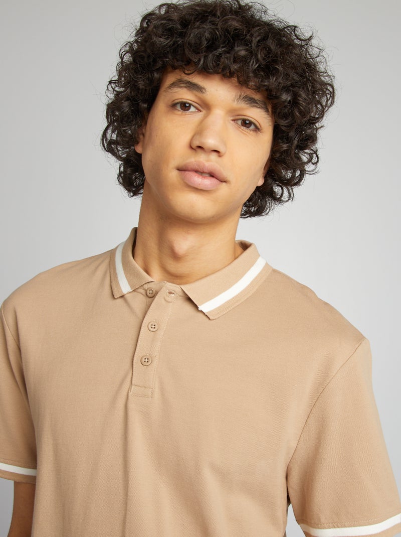 Polo em piqué de algodão BEGE - Kiabi