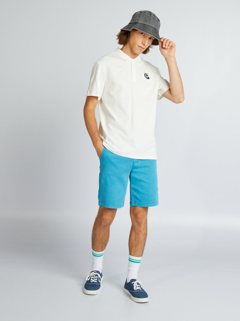 Polo em piqué de algodão BRANCO - Kiabi