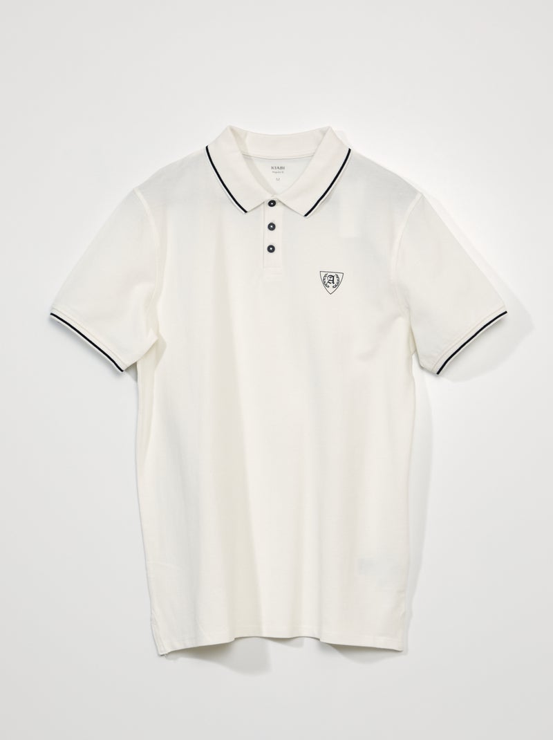 Polo em piqué de algodão BRANCO - Kiabi