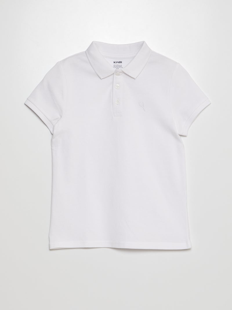 Polo em piqué de algodão Branco - Kiabi