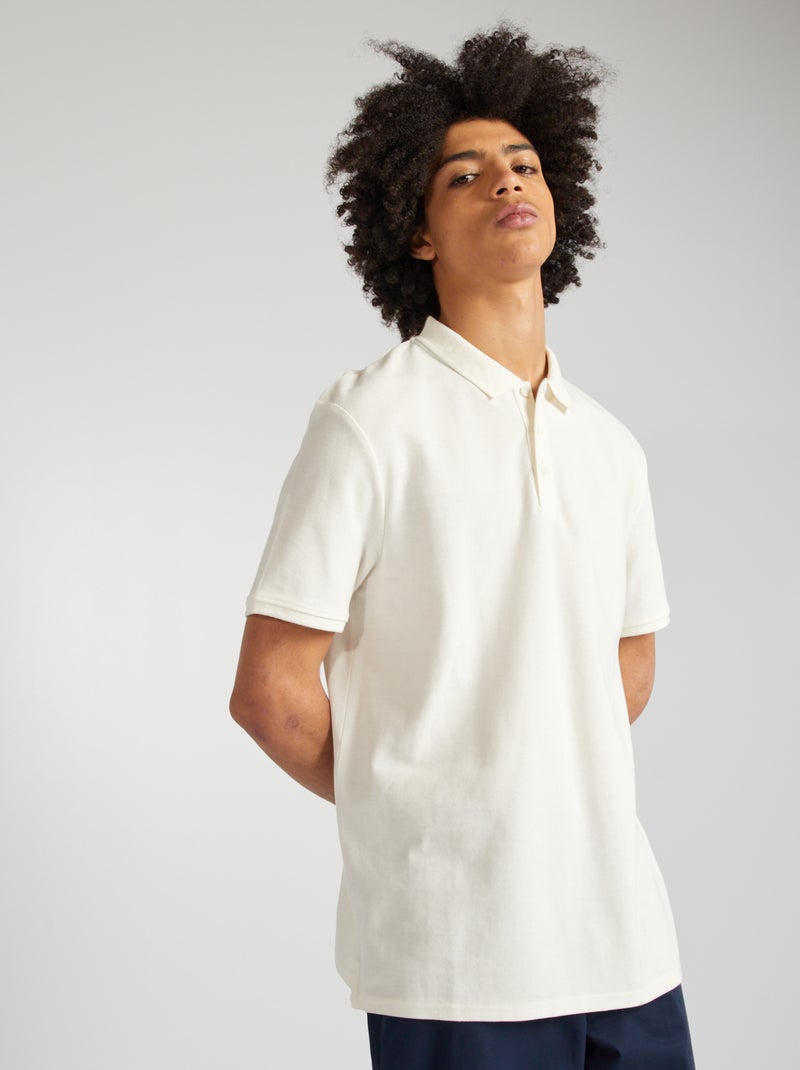 Polo em piqué de algodão Branco - Kiabi