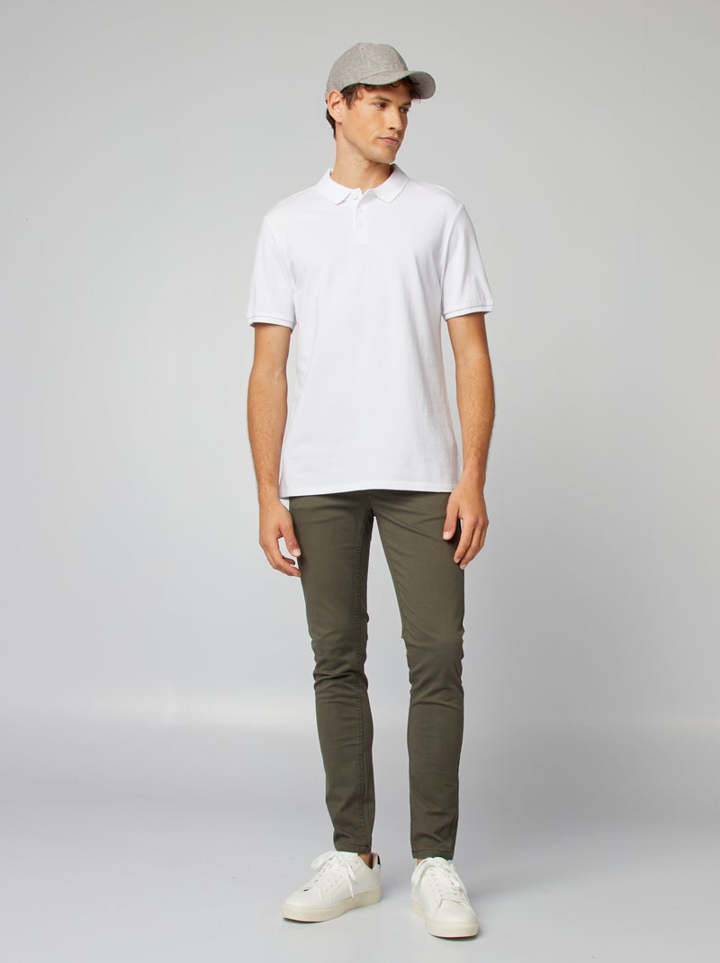 Polo em piqué de algodão Branco - Kiabi