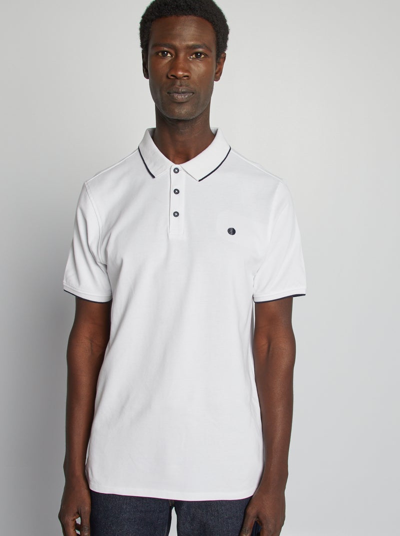 Polo em piqué de algodão Branco - Kiabi