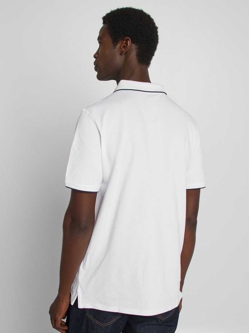 Polo em piqué de algodão Branco - Kiabi