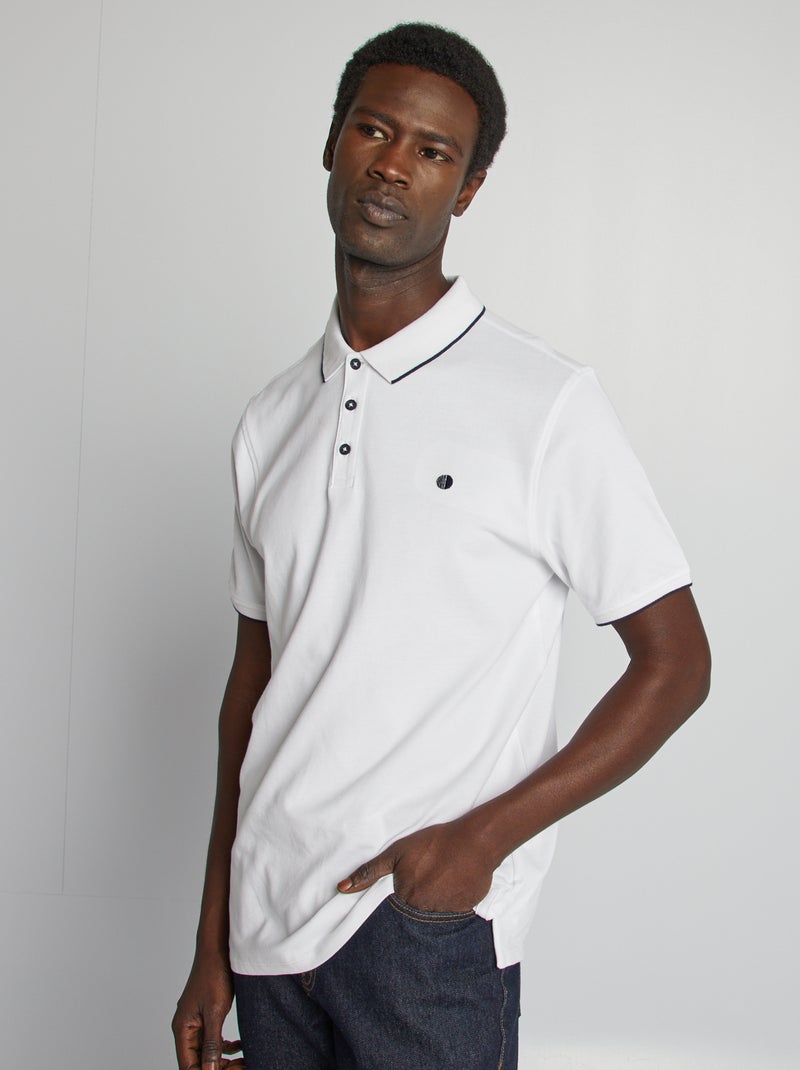 Polo em piqué de algodão Branco - Kiabi