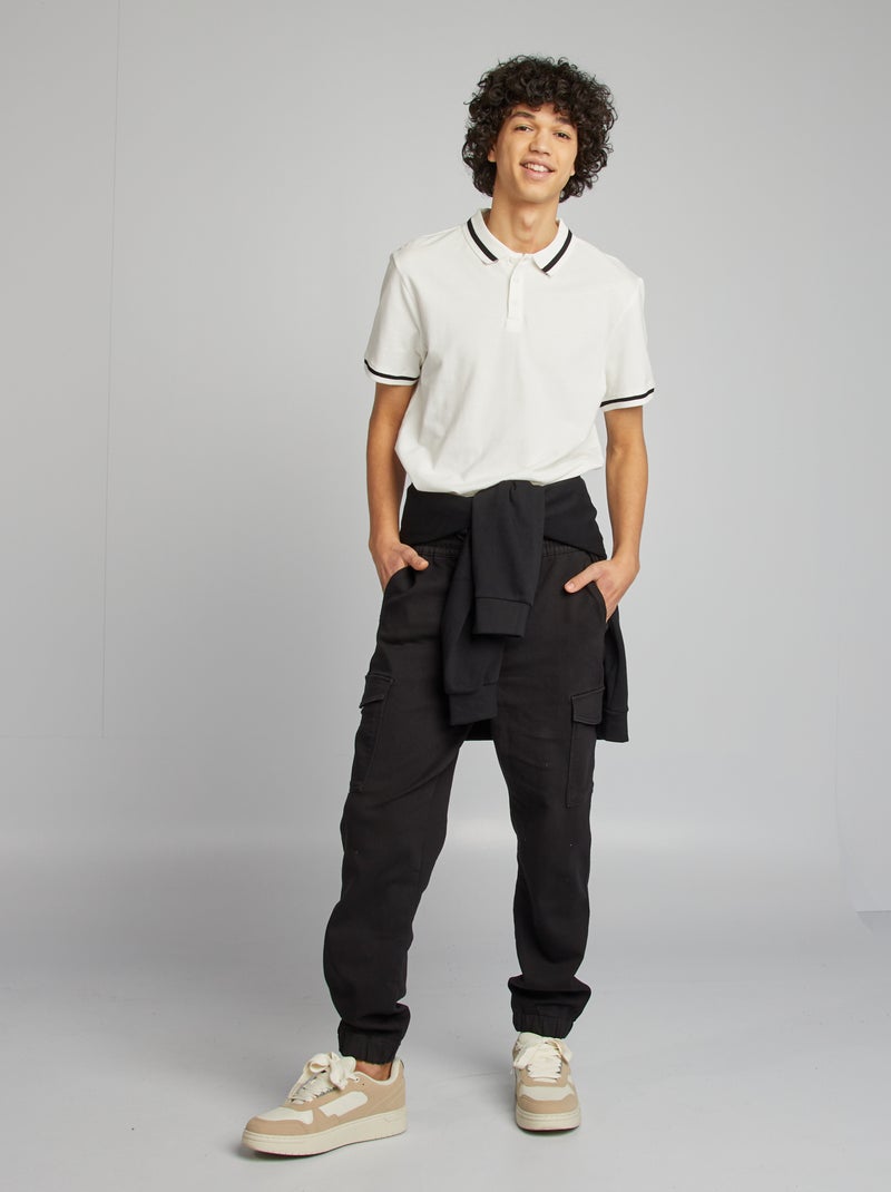 Polo em piqué de algodão Branco - Kiabi