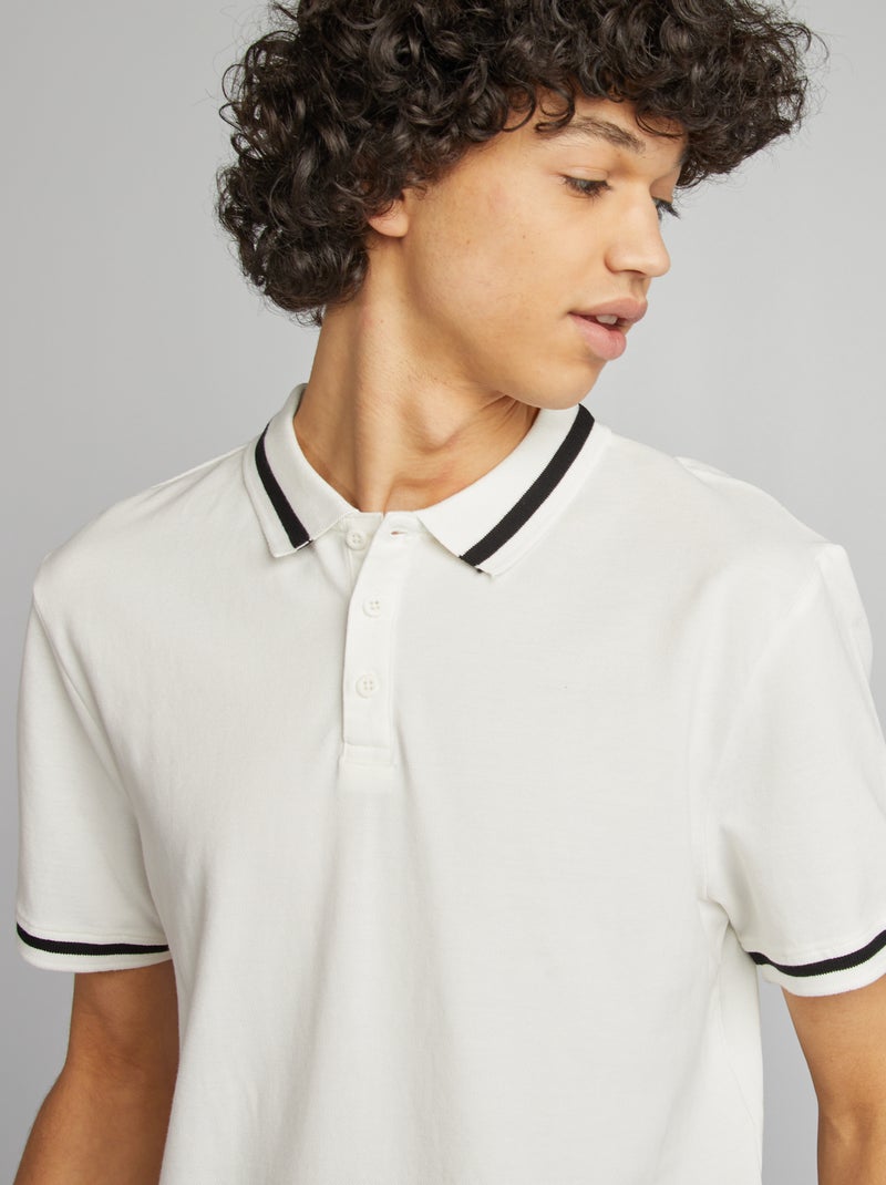 Polo em piqué de algodão Branco - Kiabi