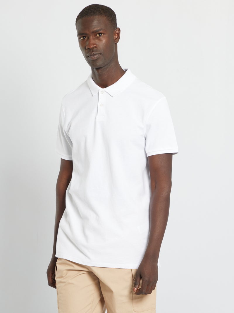 Polo em piqué de algodão Branco - Kiabi