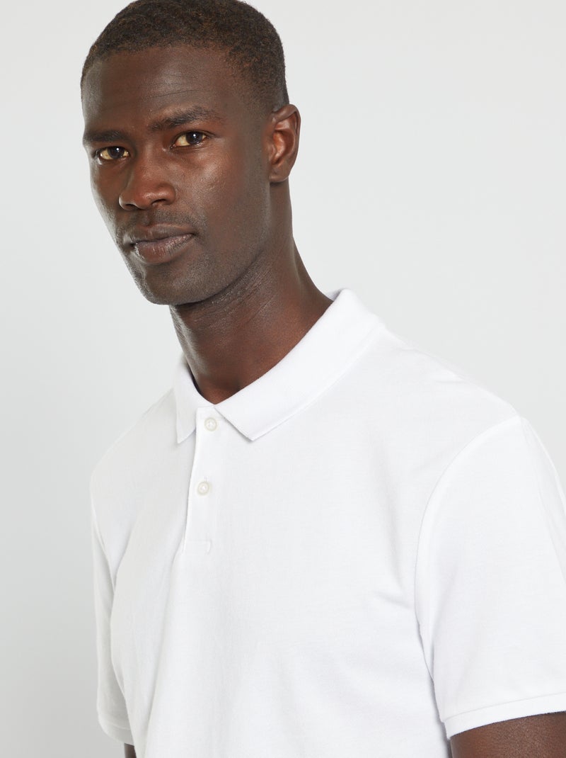 Polo em piqué de algodão Branco - Kiabi