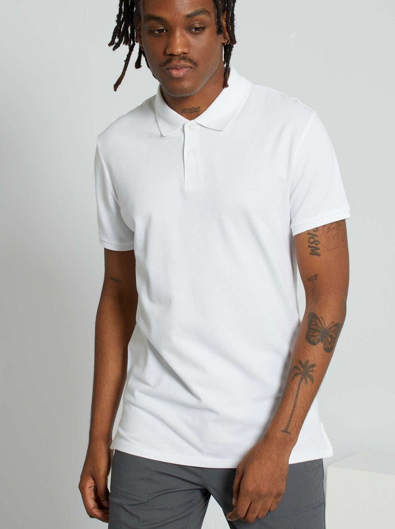 Polo em piqué de algodão Branco - Kiabi
