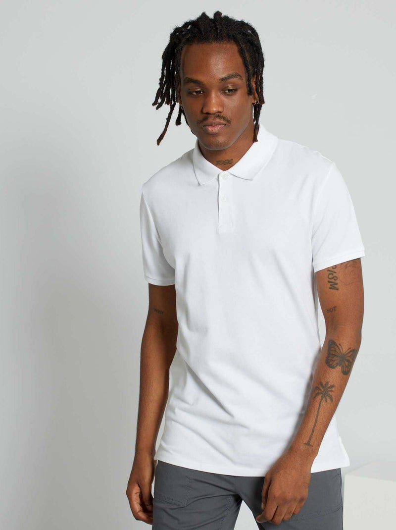 Polo em piqué de algodão Branco - Kiabi