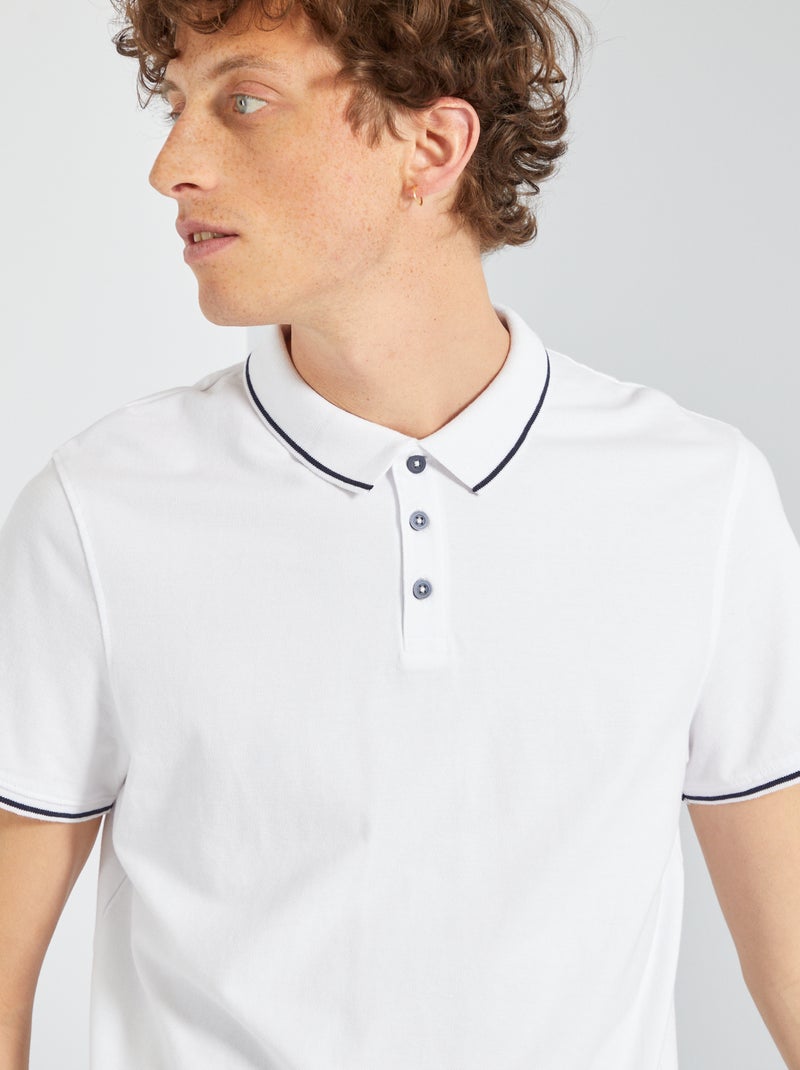 Polo em piqué de algodão Branco - Kiabi