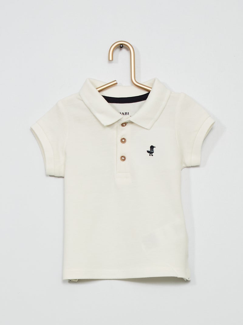Polo em piqué de algodão BRANCO - Kiabi