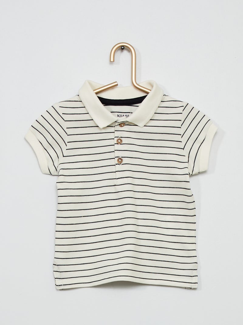 Polo em piqué de algodão BRANCO - Kiabi