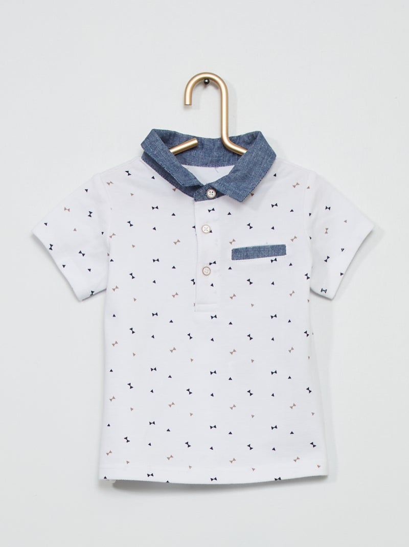 Polo em piqué de algodão BRANCO - Kiabi
