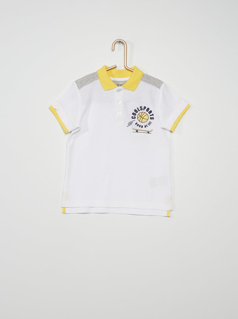 Polo em piqué de algodão Branco - Kiabi