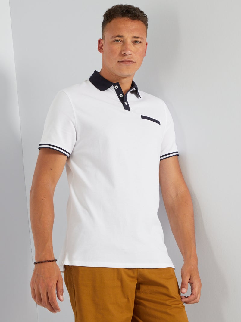 Polo em piqué de algodão Branco - Kiabi