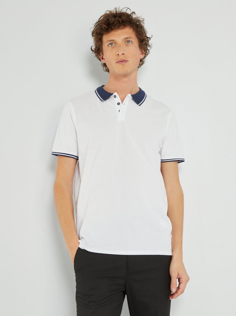 Polo em piqué de algodão Branco - Kiabi