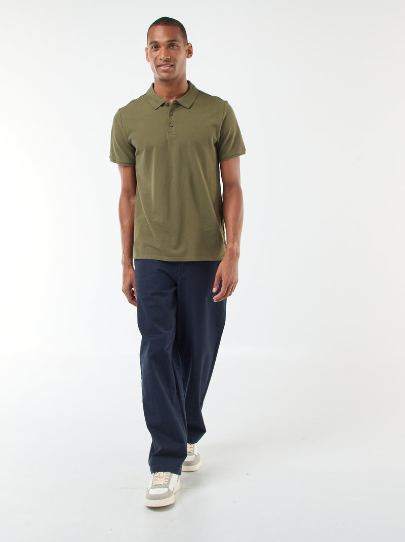 Polo em piqué de algodão Caqui - Kiabi