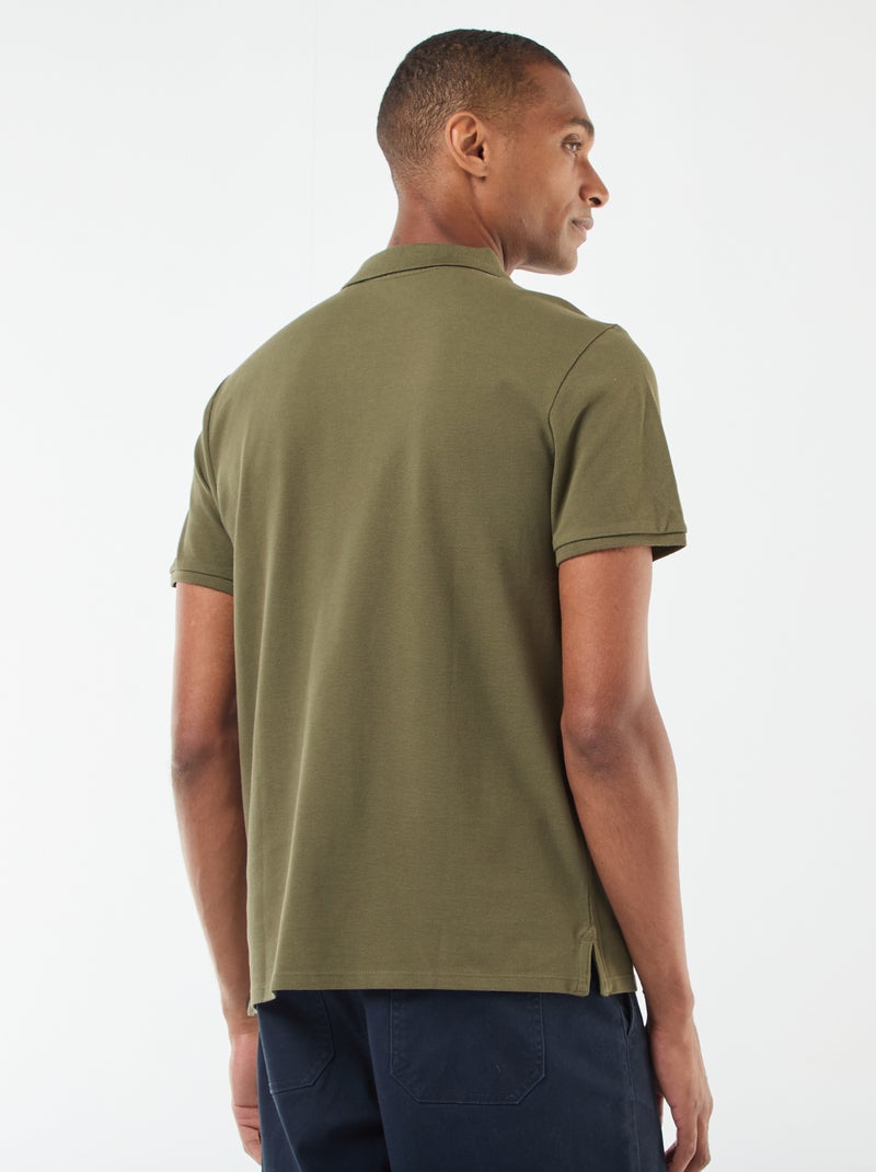 Polo em piqué de algodão Caqui - Kiabi