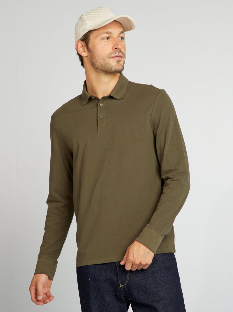 Polo em piqué de algodão CAQUI - Kiabi