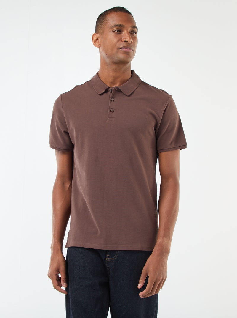 Polo em piqué de algodão Castanho - Kiabi
