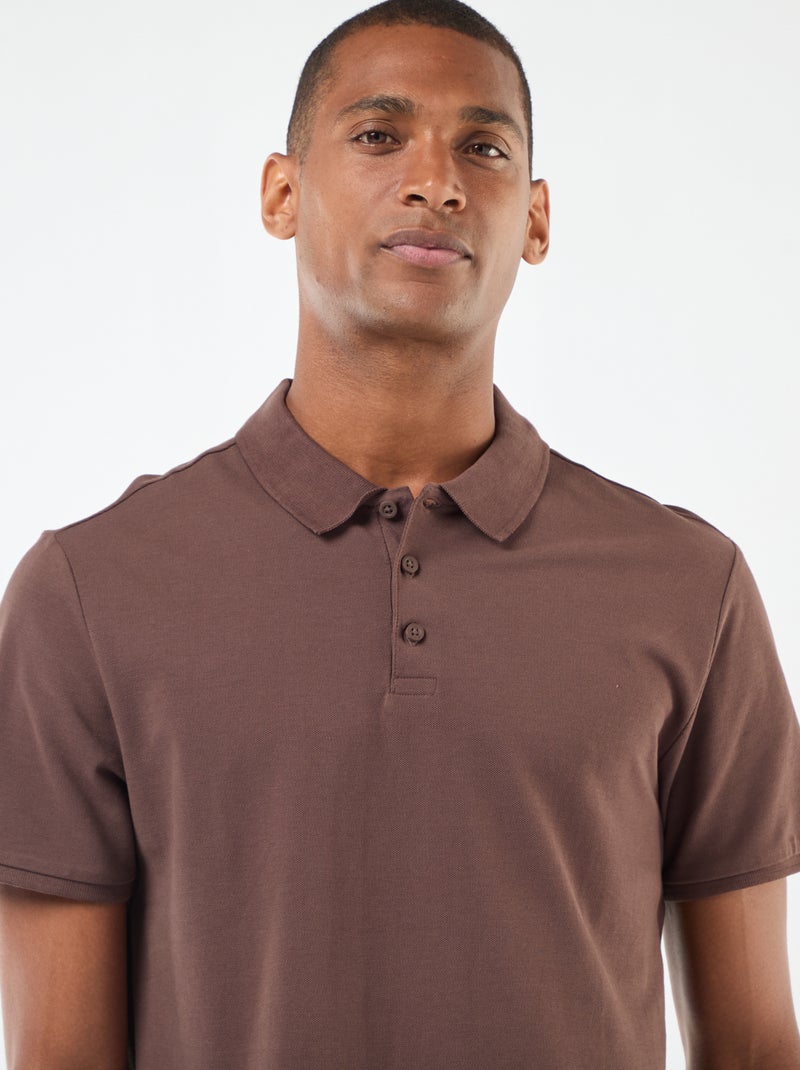 Polo em piqué de algodão Castanho - Kiabi