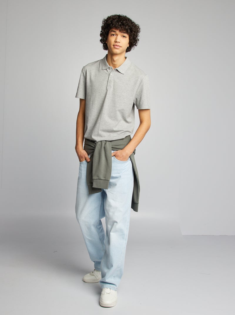 Polo em piqué de algodão CINZA - Kiabi