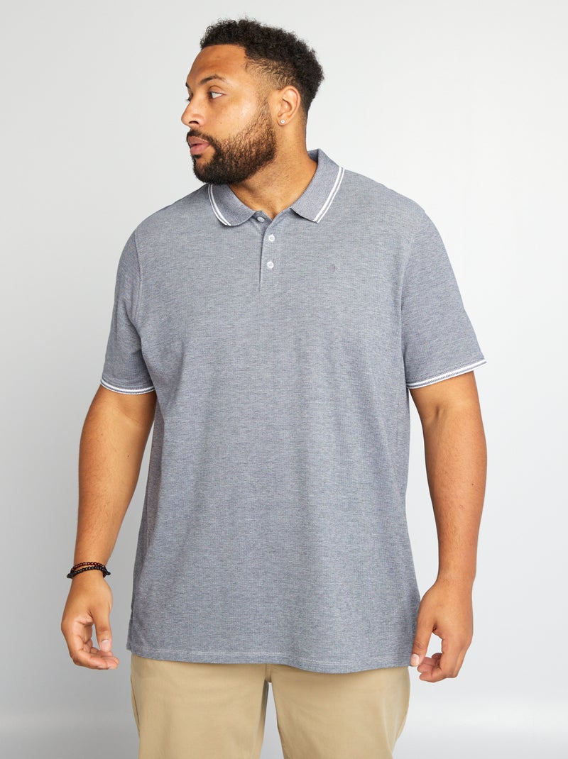 Polo em piqué de algodão com bordado AZUL - Kiabi