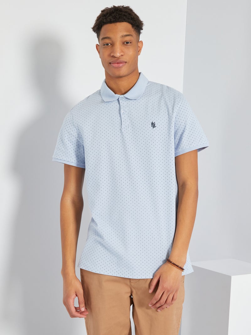 Polo em piqué de algodão com bordado AZUL - Kiabi
