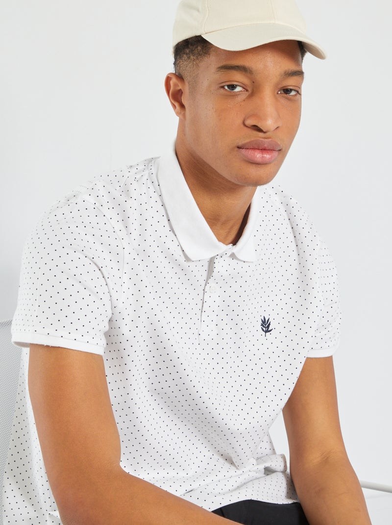 Polo em piqué de algodão com bordado BRANCO - Kiabi