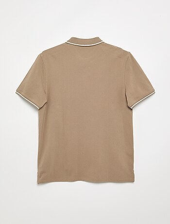 Polo em piqué de algodão com bordado frontal