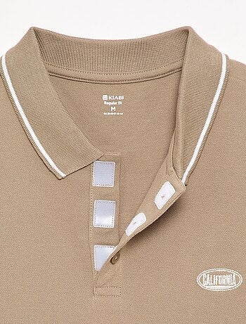 Polo em piqué de algodão com bordado frontal