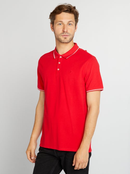 Polo em piqué de algodão com bordado frontal - Kiabi