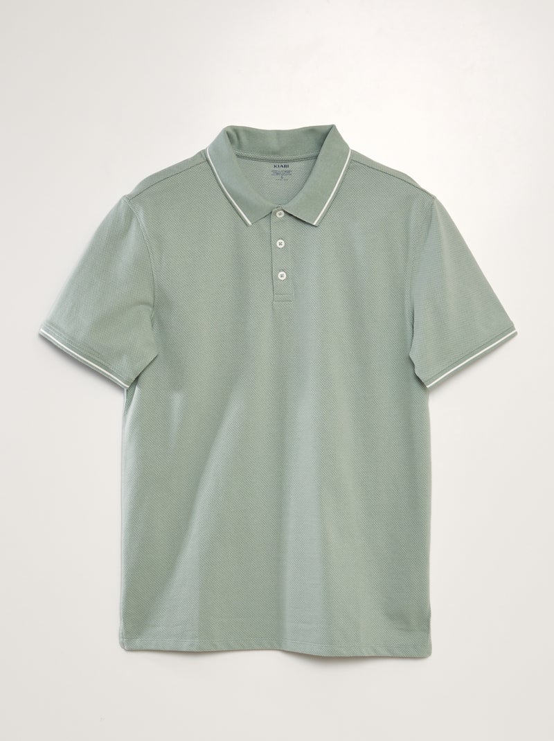 Polo em piqué de algodão com efeito pontilhado VERDE - Kiabi