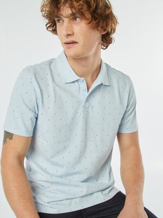 Polo em piqué de algodão com estampado