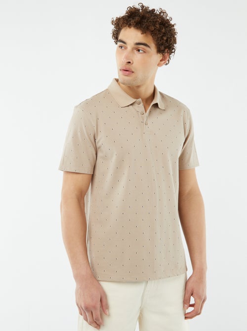 Polo em piqué de algodão com estampado - Kiabi