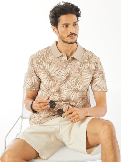Polo em piqué de algodão com estampado - Kiabi